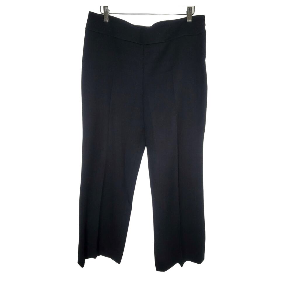 Akris Punto‎ Black Wool Trouser Pants Straight Flat Front Side Zip Business 10